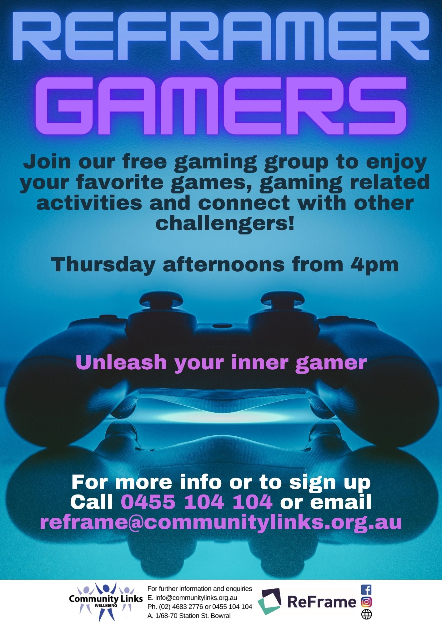 Reframer Community Links Wellbeing | Reframer Gamers – Thursday